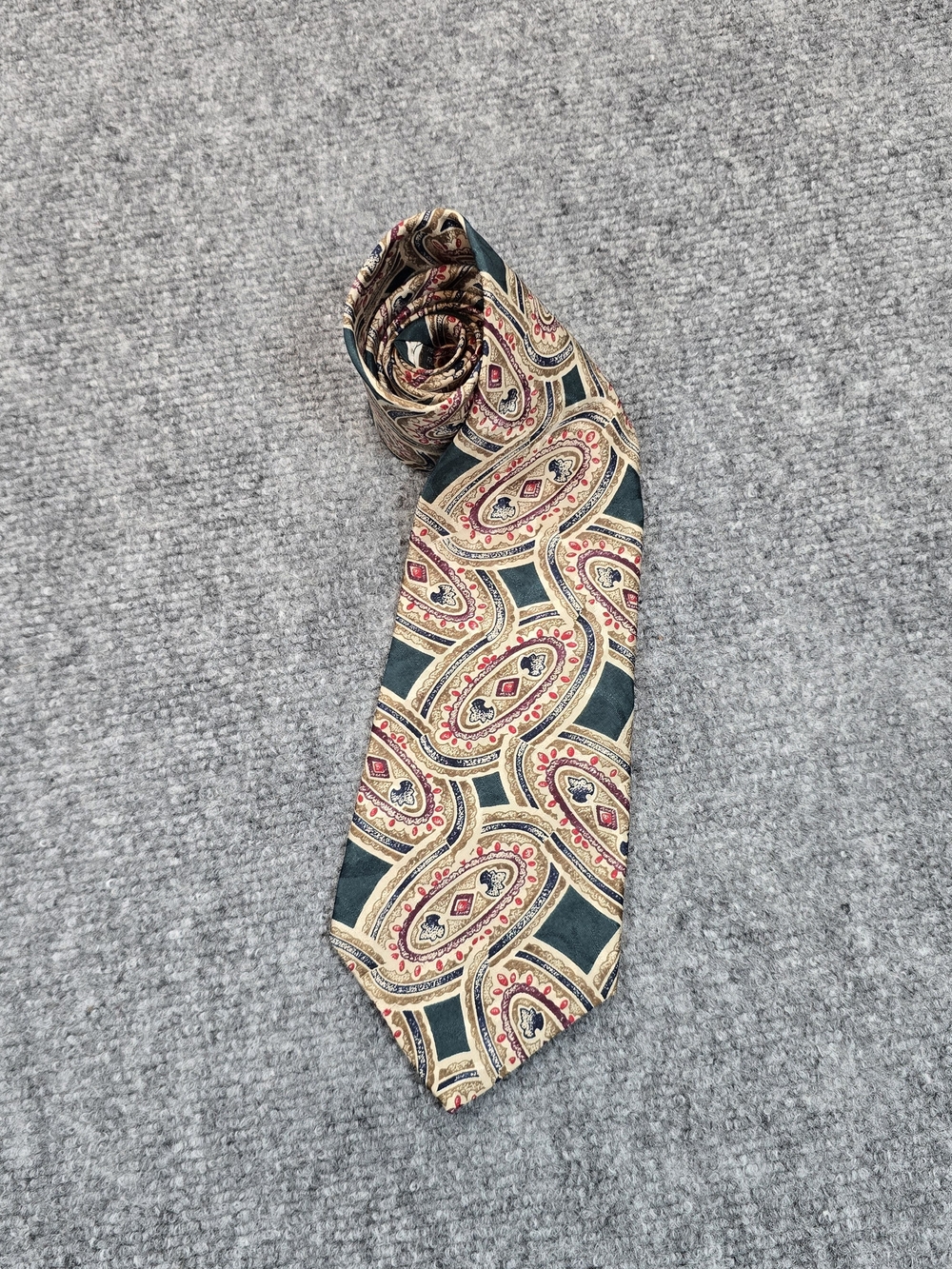 Givenchy 100% Silk Tie Mens Teal Gold Red Paisley Designer Necktie Classic